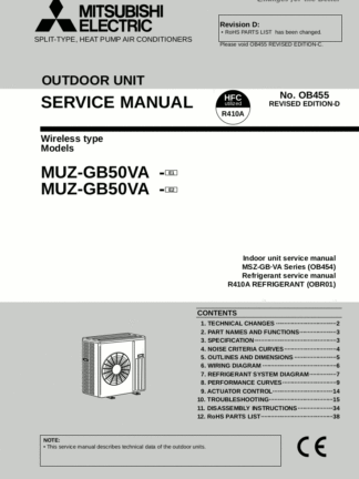 Mitsubishi Air Conditioner Service Manual 34
