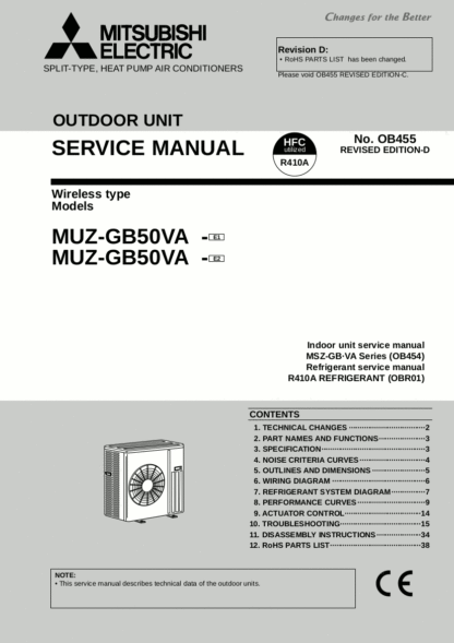 Mitsubishi Air Conditioner Service Manual 34