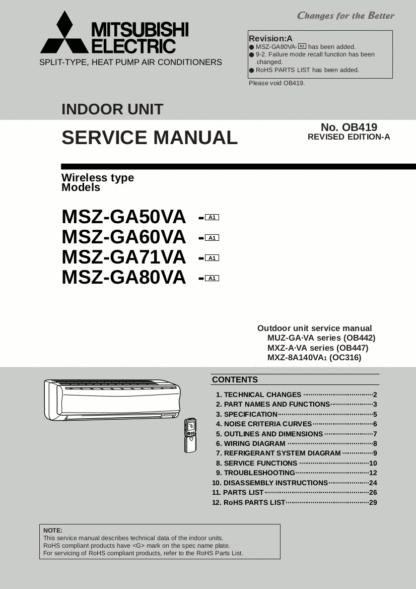 Mitsubishi Air Conditioner Service Manual 67