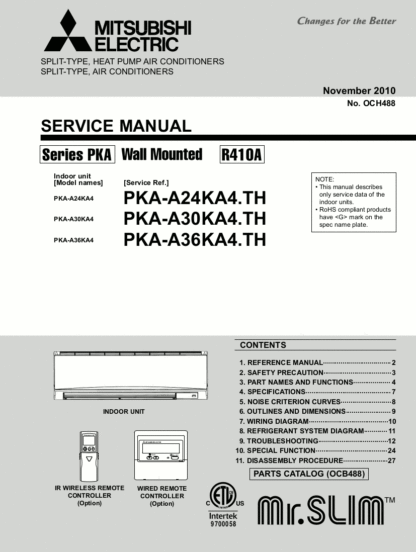 Mitsubishi Air Conditioner Service Manual 99