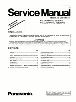 Panasonic Air Conditioner Service Manual 01