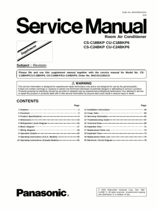 Panasonic Air Conditioner Service Manual 04