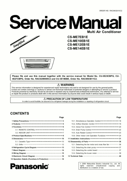 Panasonic Air Conditioner Service Manual 05