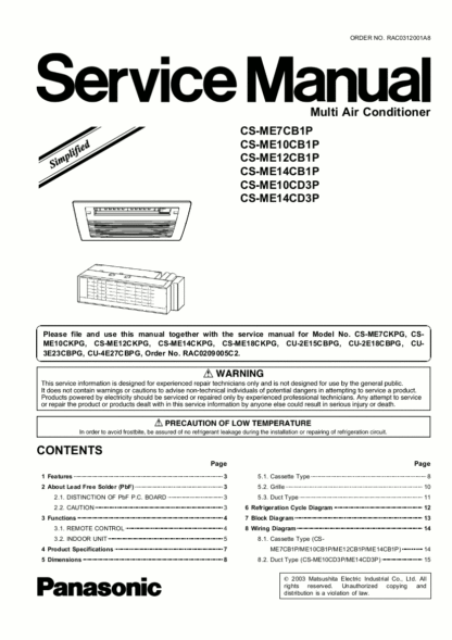 Panasonic Air Conditioner Service Manual 06