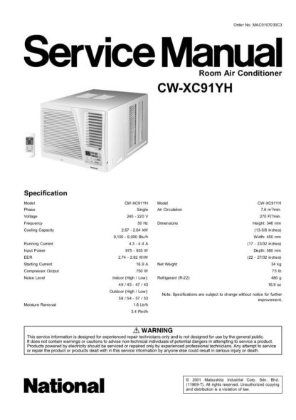 Panasonic Air Conditioner Service Manual 101