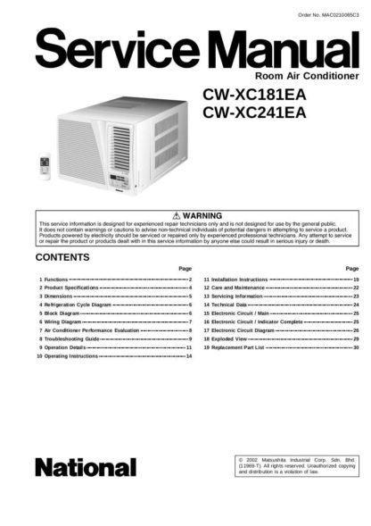 Panasonic Air Conditioner Service Manual 102