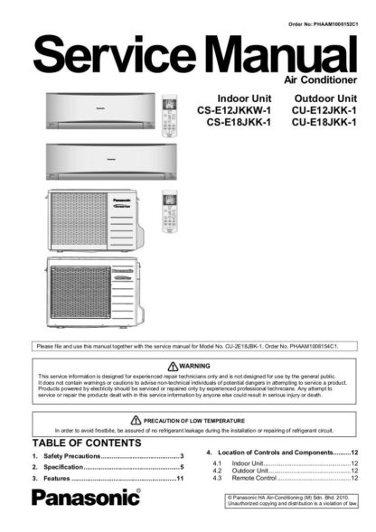 Panasonic Air Conditioner Service Manual 103