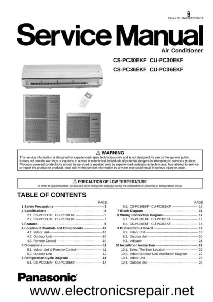 Panasonic Air Conditioner Service Manual 106