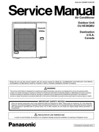 Panasonic Air Conditioner Service Manual 107
