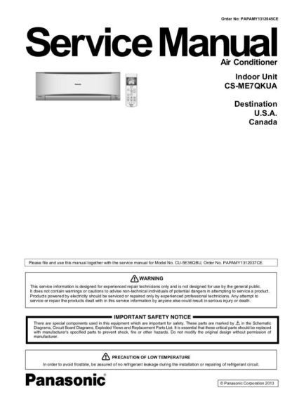 Panasonic Air Conditioner Service Manual 108