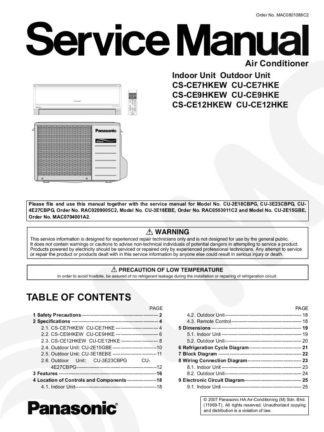 Panasonic Air Conditioner Service Manual 11
