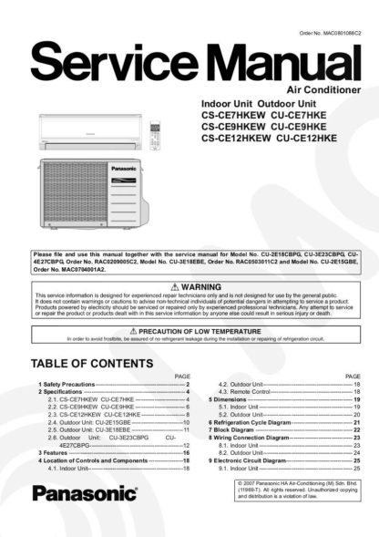 Panasonic Air Conditioner Service Manual 11