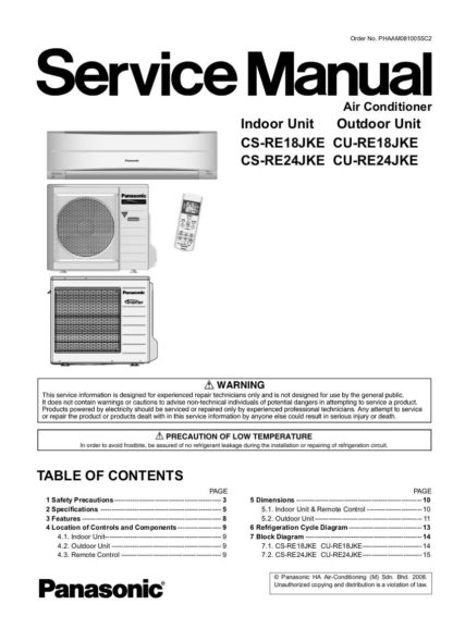 Panasonic Air Conditioner Service Manual 12