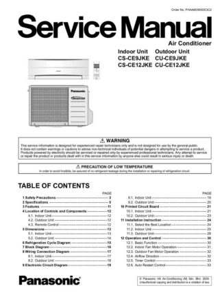 Panasonic Air Conditioner Service Manual 14