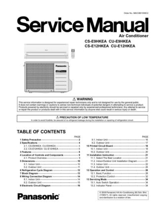 Panasonic Air Conditioner Service Manual 15