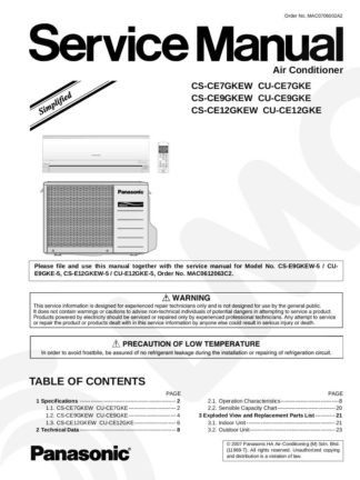 Panasonic Air Conditioner Service Manual 17