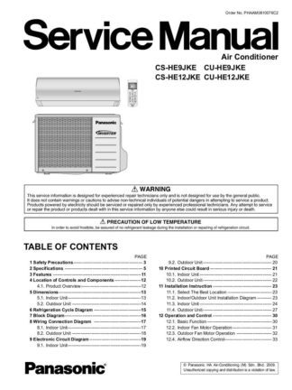 Panasonic Air Conditioner Service Manual 18