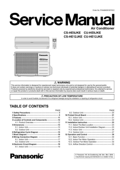 Panasonic Air Conditioner Service Manual 18
