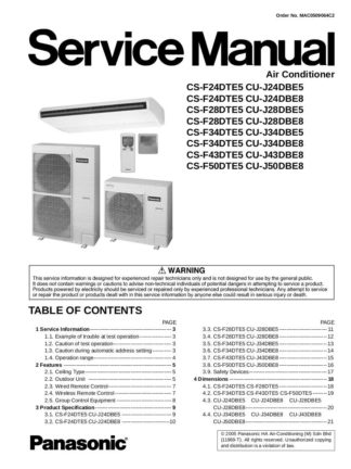Panasonic Air Conditioner Service Manual 19