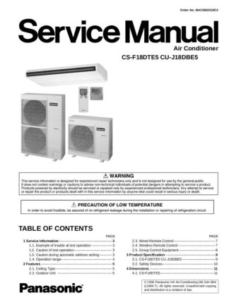 Panasonic Air Conditioner Service Manual 20