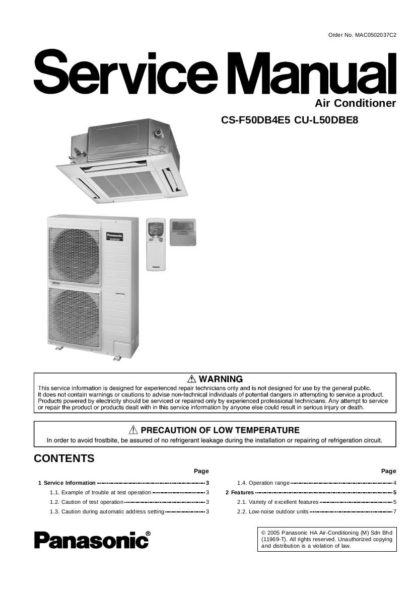 Panasonic Air Conditioner Service Manual 21