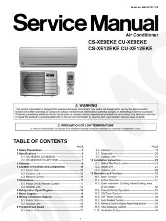 Panasonic Air Conditioner Service Manual 22