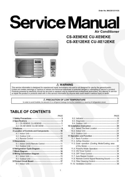 Panasonic Air Conditioner Service Manual 22