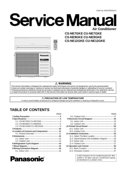 Panasonic Air Conditioner Service Manual 23