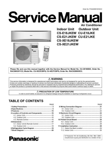 Panasonic Air Conditioner Service Manual 29