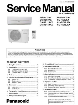 Panasonic Air Conditioner Service Manual 33