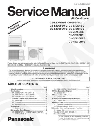 Panasonic Air Conditioner Service Manual 35