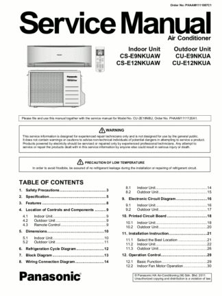 Panasonic Air Conditioner Service Manual 37