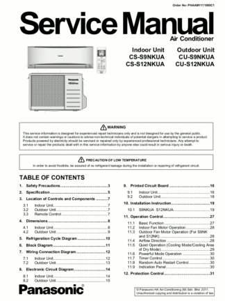 Panasonic Air Conditioner Service Manual 38