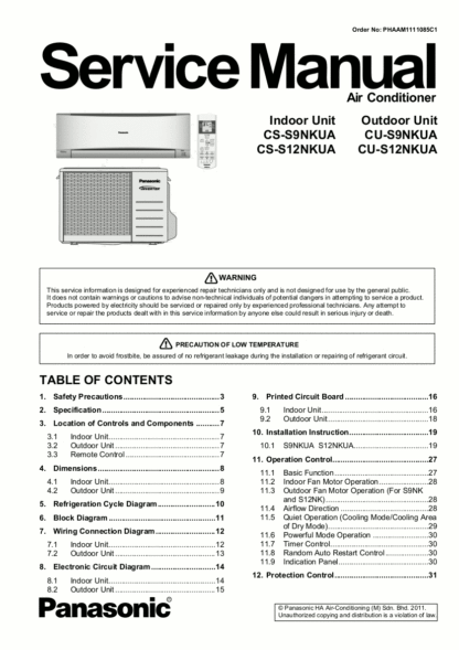 Panasonic Air Conditioner Service Manual 38