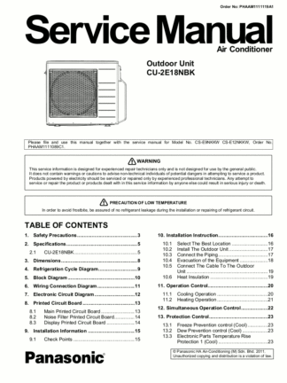 Panasonic Air Conditioner Service Manual 40