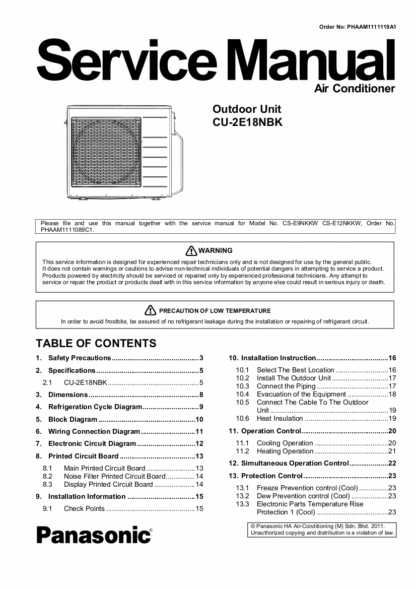 Panasonic Air Conditioner Service Manual 40