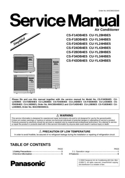 Panasonic Air Conditioner Service Manual 41