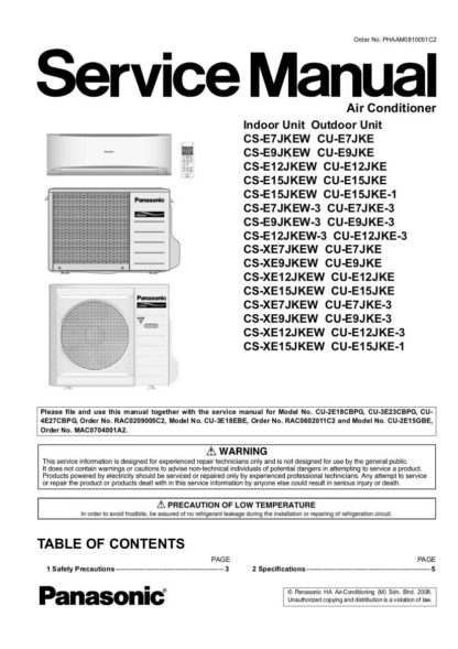 Panasonic Air Conditioner Service Manual 43