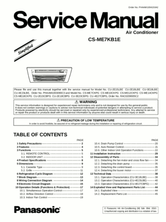 Panasonic Air Conditioner Service Manual 44