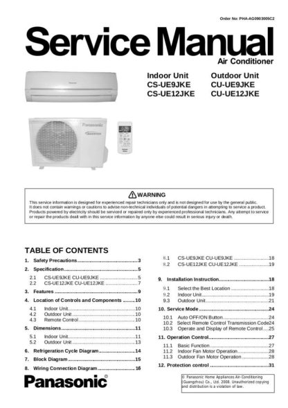 Panasonic Air Conditioner Service Manual 45
