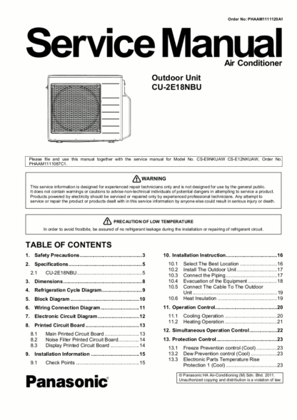 Panasonic Air Conditioner Service Manual 53