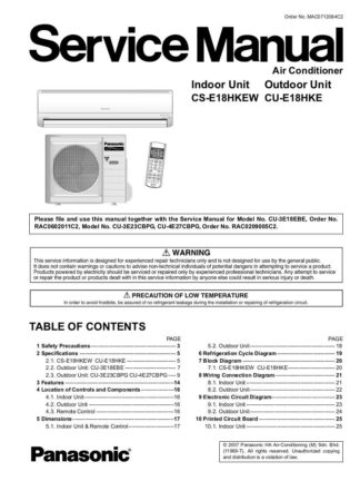 Panasonic Air Conditioner Service Manual 56