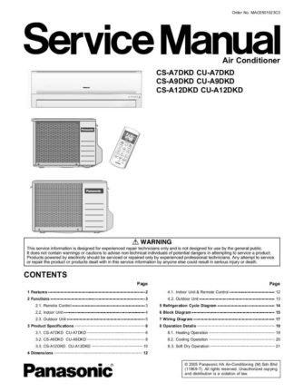 Panasonic Air Conditioner Service Manual 68