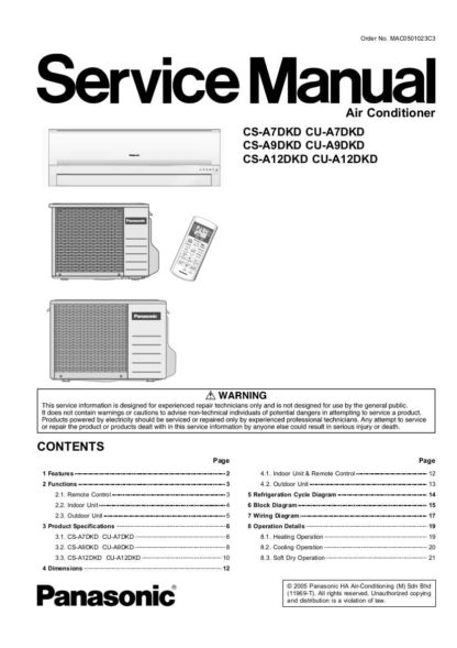 Panasonic Air Conditioner Service Manual 68