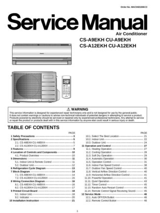 Panasonic Air Conditioner Service Manual 72