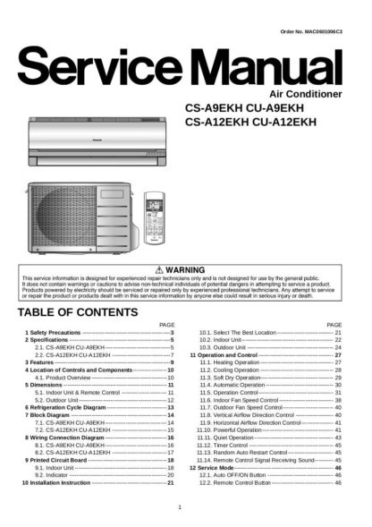 Panasonic Air Conditioner Service Manual 72