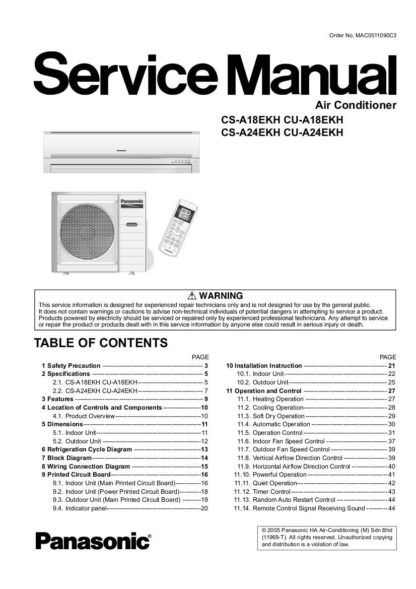 Panasonic Air Conditioner Service Manual 73