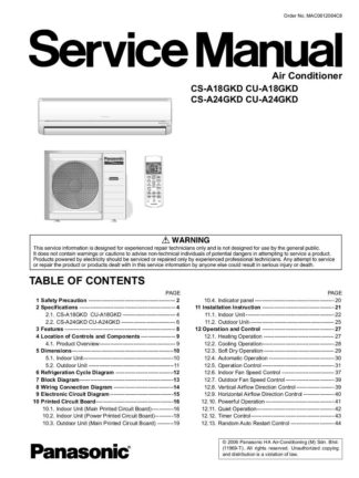 Panasonic Air Conditioner Service Manual 74