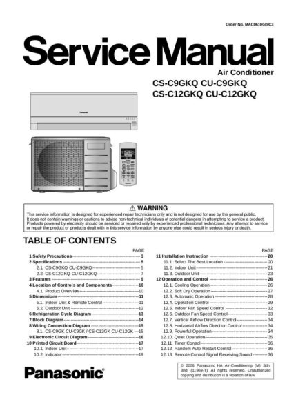 Panasonic Air Conditioner Service Manual 77
