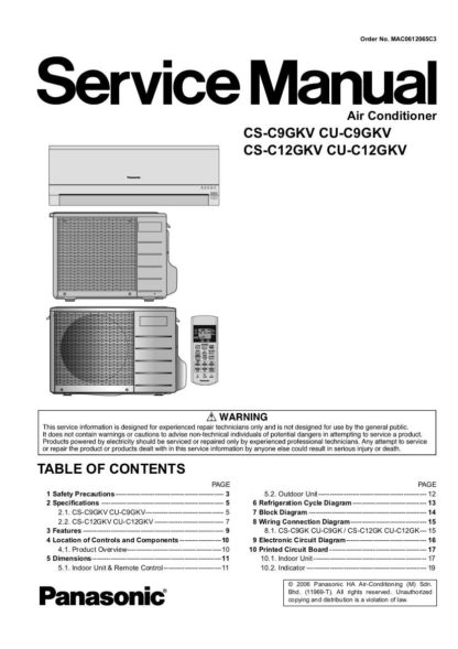 Panasonic Air Conditioner Service Manual 78